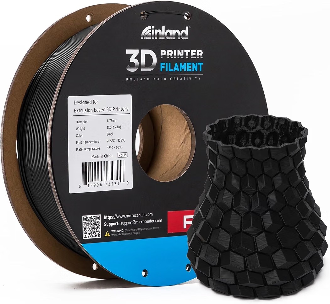 INLAND Micro Center PLA+ 3D Printing Filament 1.75mm PLA Pro In Black