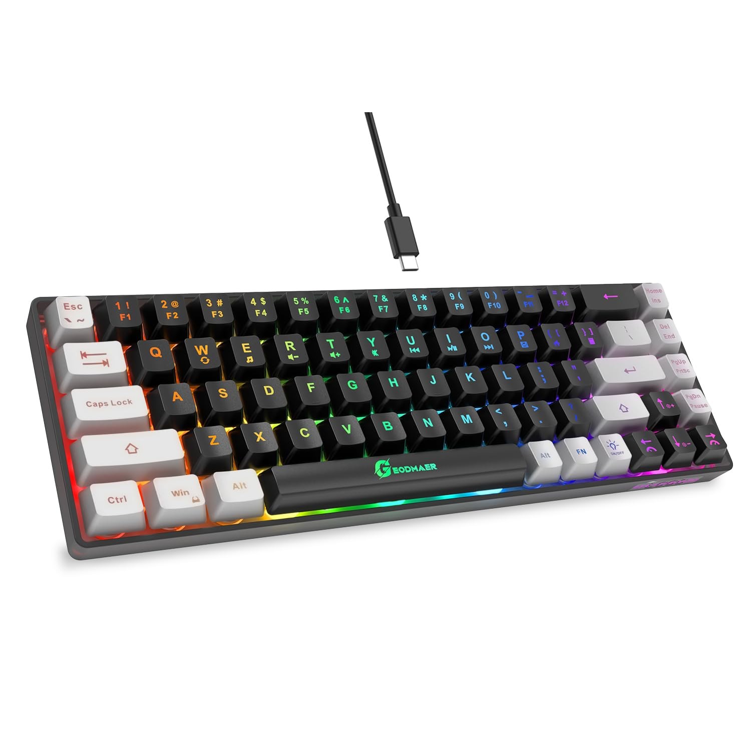 65% Gaming Keyboard, LED Backlit Mini Wired Gaming Keyboard, Ultra-Compact An...