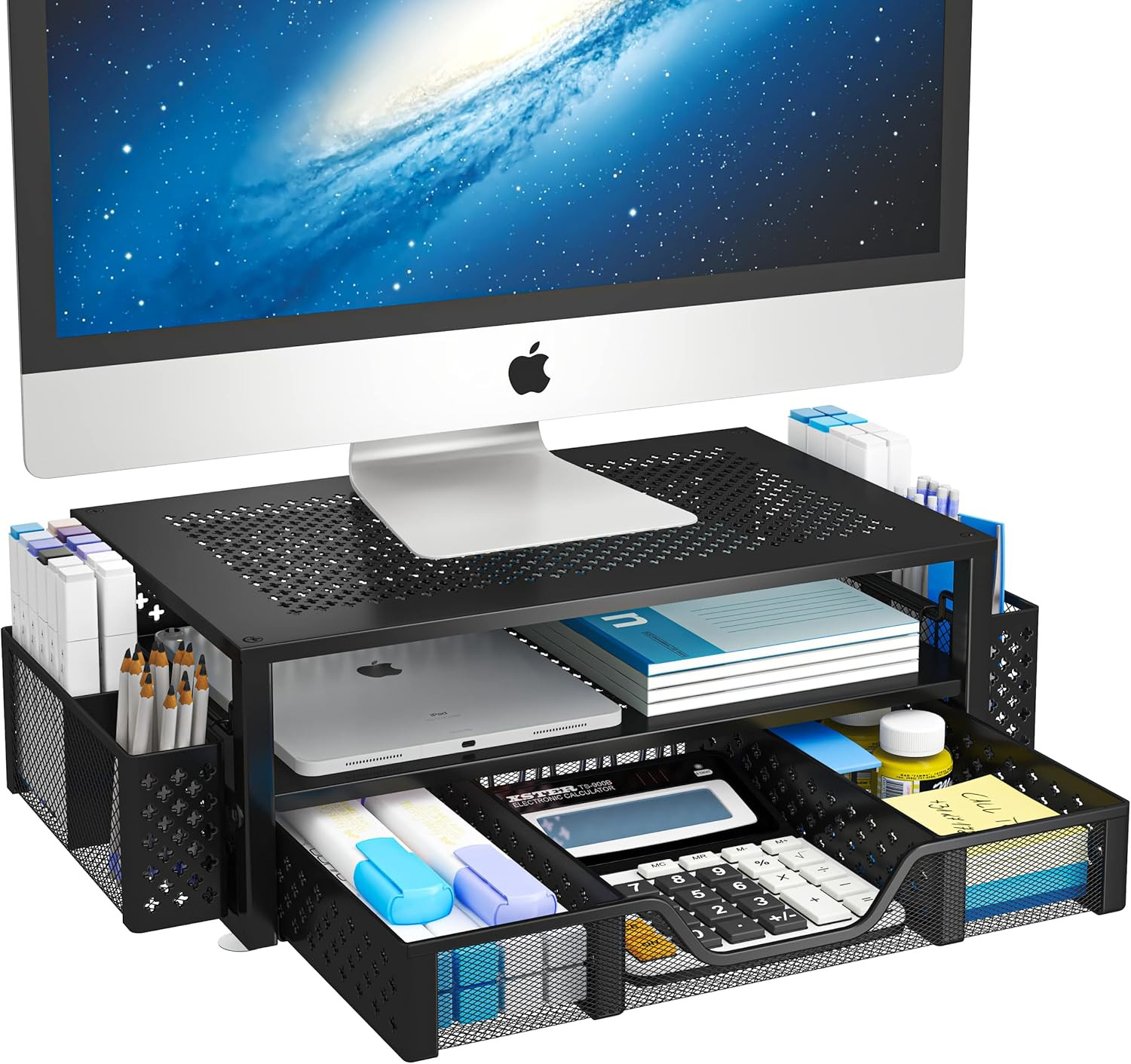 Simple Trending Desk Organizer and Accessories, 2 Tier Computer Metal Monitor St