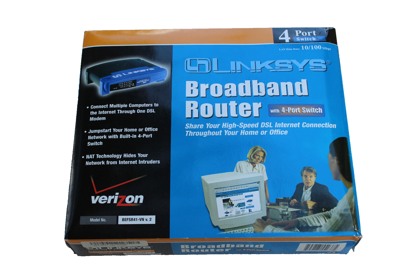 LINKSYS 4 PORT SWITCH BROADBAND ROUTER MODEL BEFSR41-VN v. 2 POWER CORD INCLUDED