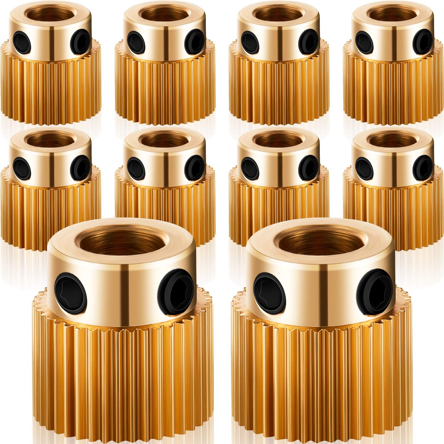Mudder 10 Pcs 10 Pcs 40 Teeth Extruder Wheel 3D Printer Parts Drive Gear Brass E