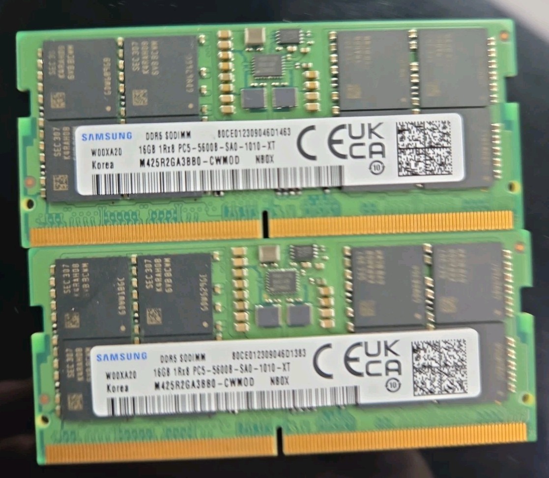 Samsung 32GB 2x16GB DDR5 5600MHz PC5-44800 SODIMM 262 PIN M425R2GA3BB0-CW0 5600B