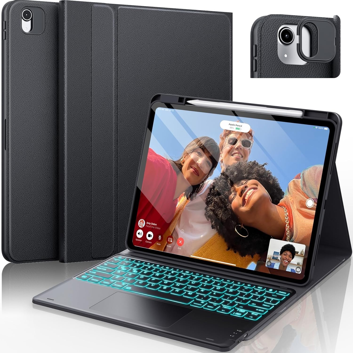 Ultra Light iPad Air 13 inch Case Keyboard (M3 2025/M2 2024)-Black Backlit Track