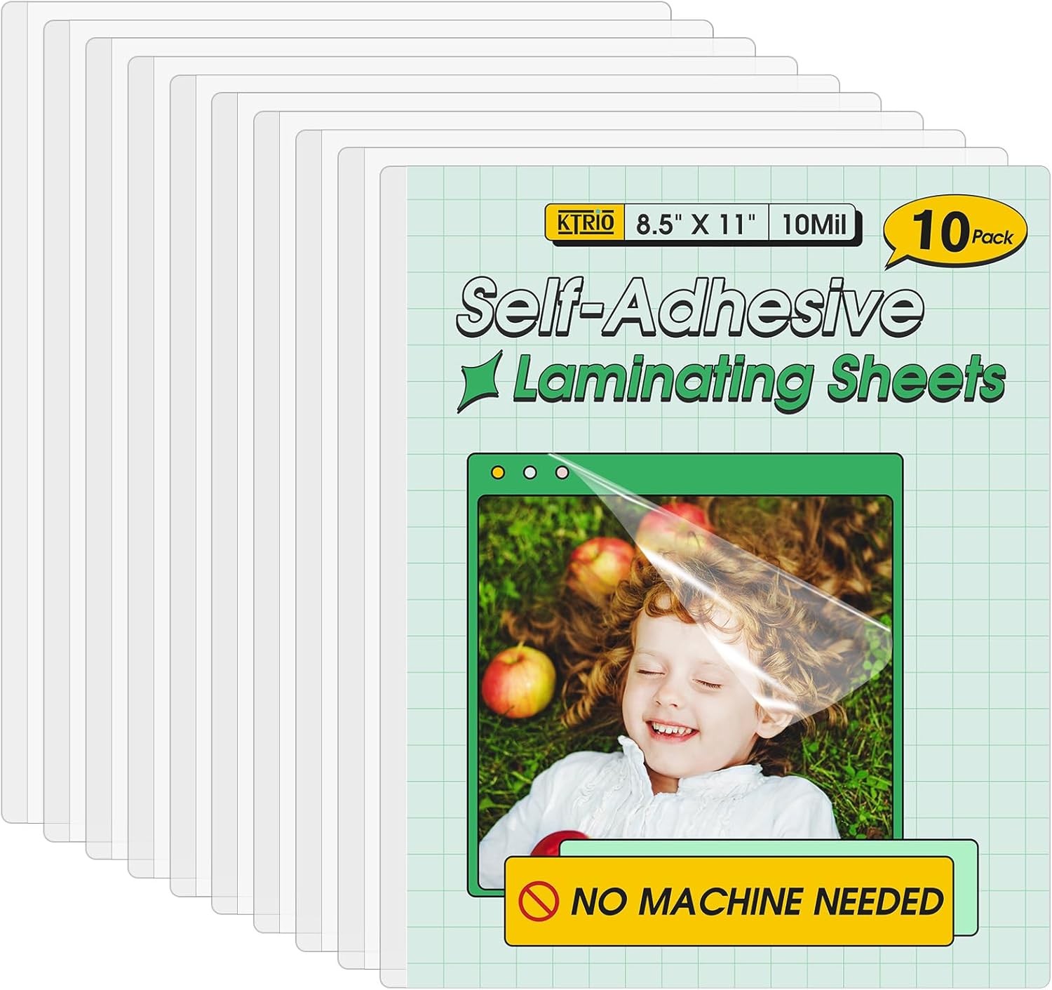 10 Pack Self Sealing Laminating Sheets 8.5 x 11, 10 Mil Thick Self Adhesive