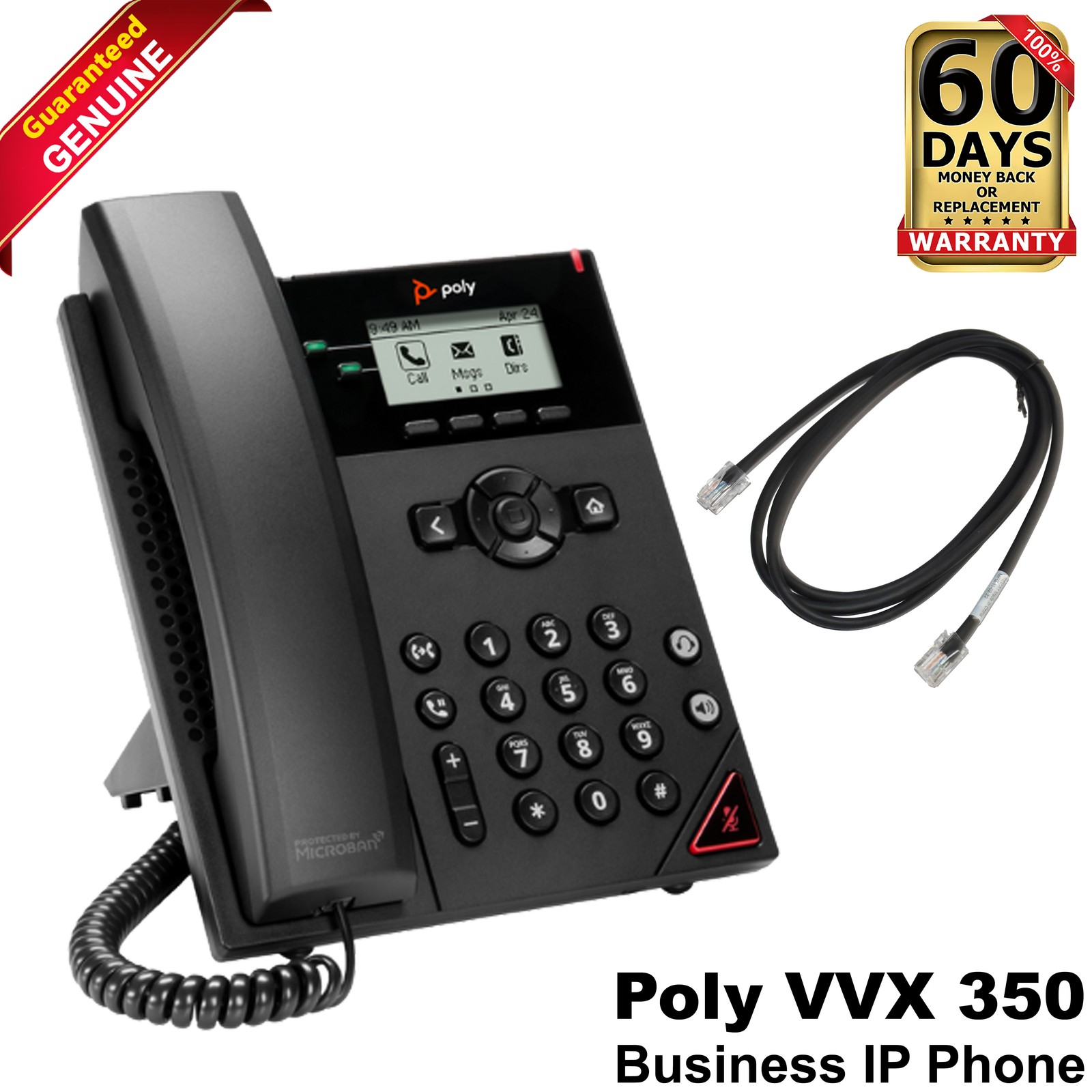 Poly VVX 350 Business Office Speakerphone 6 Line Desktop IP Phone 2200-48830-025