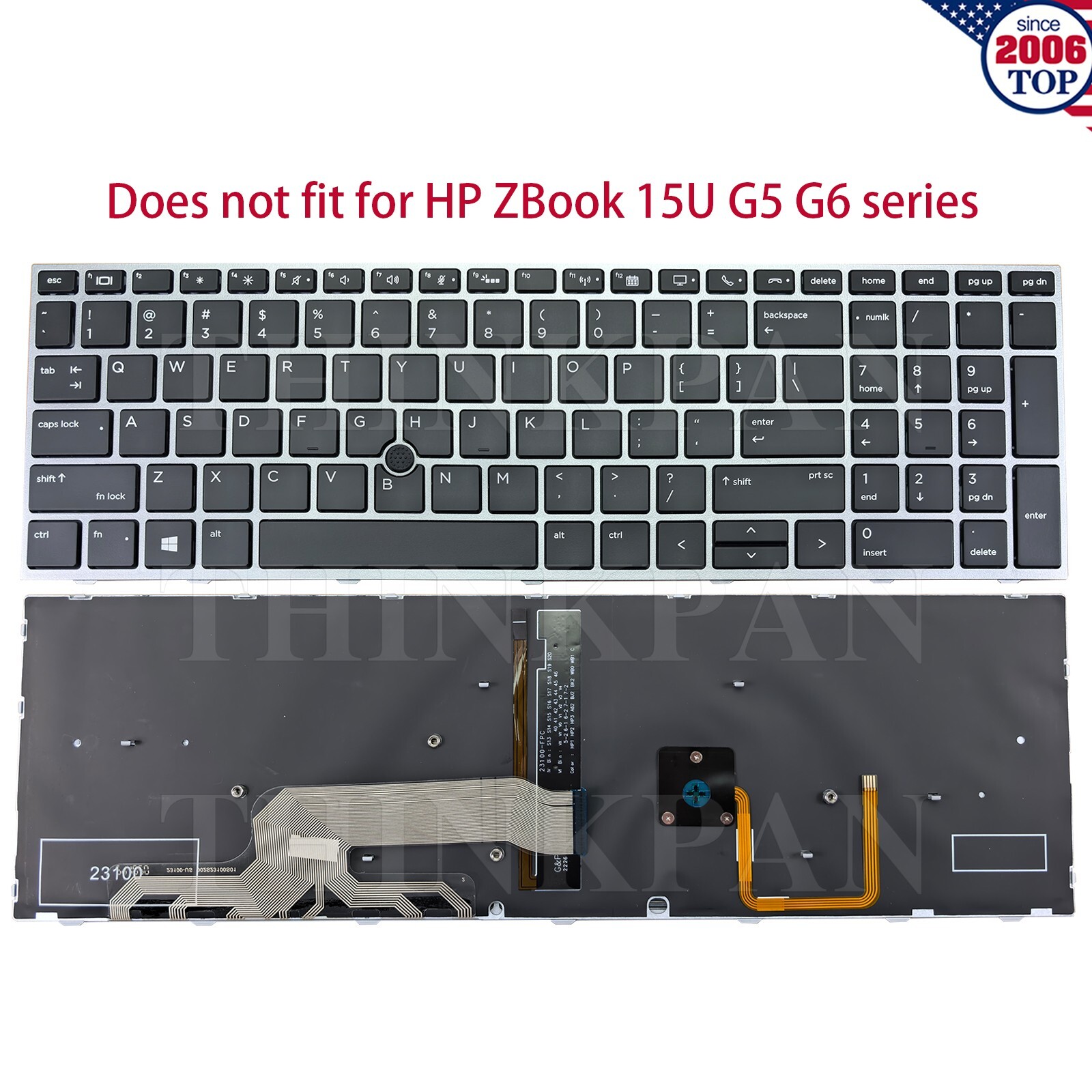 New US Laptop keyboard Backlit for HP ZBook 15 G5 15 G6 17 G5 17 G6 Gray Frame