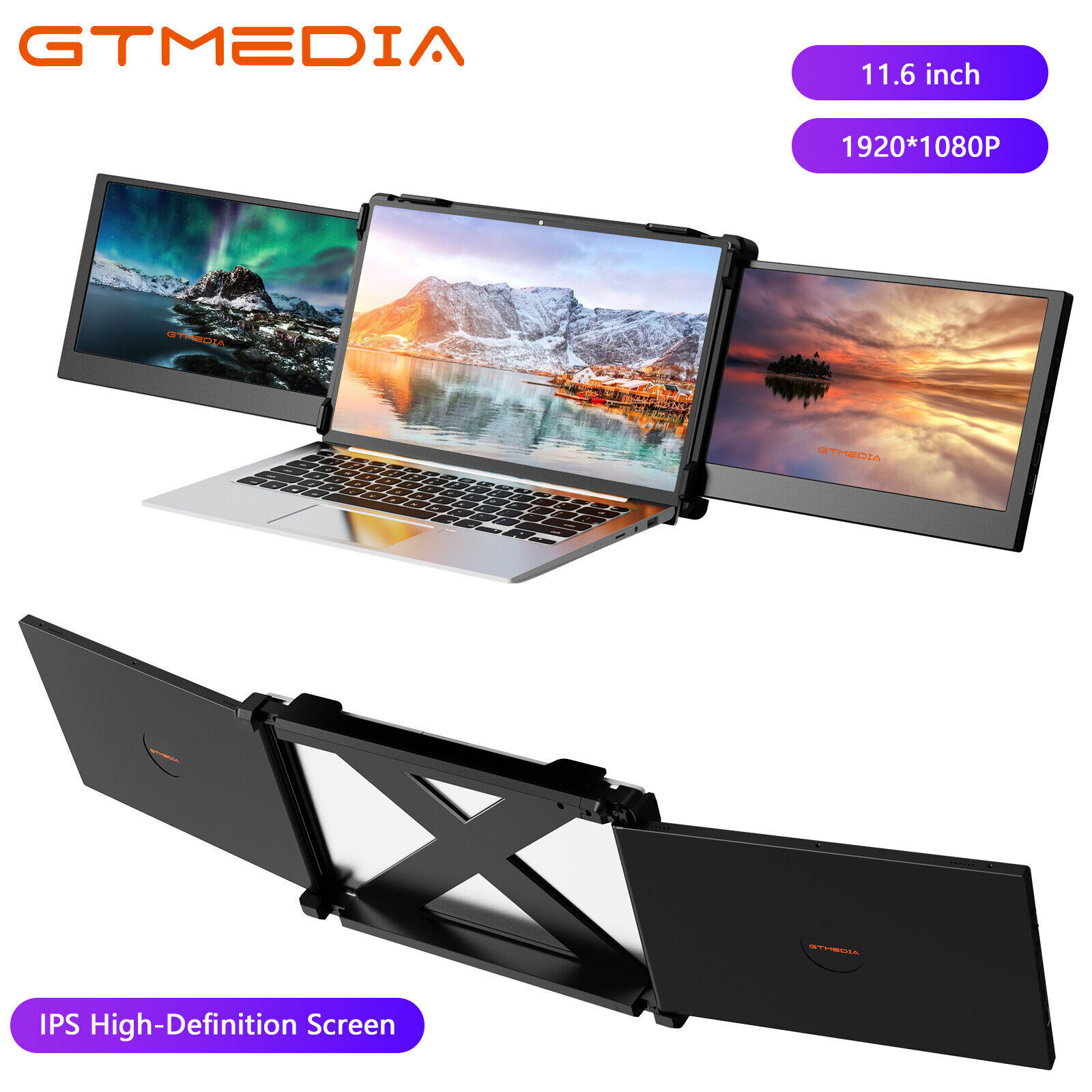 Dual Portable Monitor Tri Laptop Screen Extender Workstation for 13-17.3" Laptop
