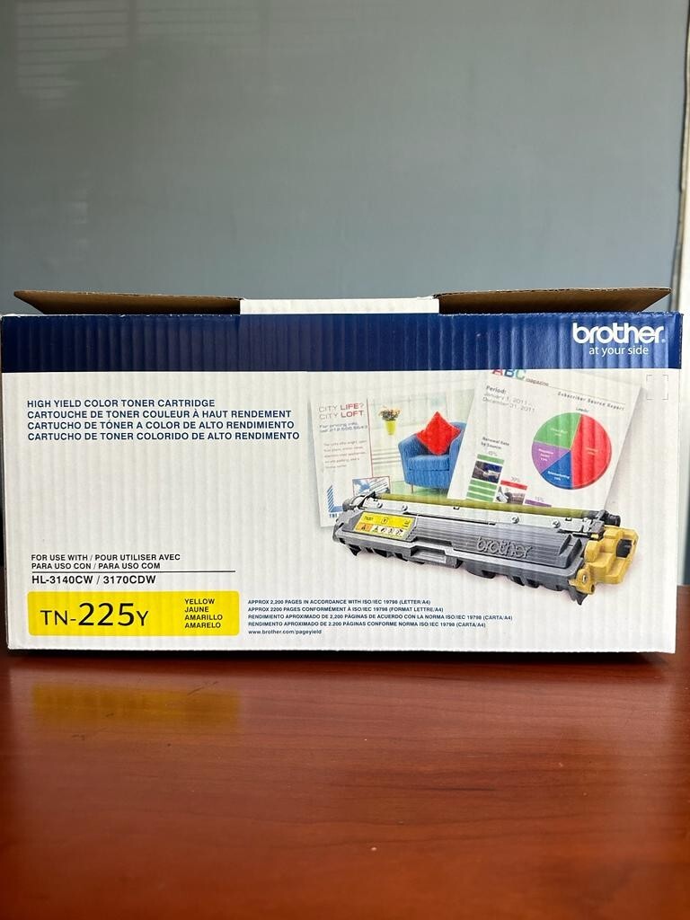 Brother TN225Y Yellow High Yield Toner Cartridge Genuine