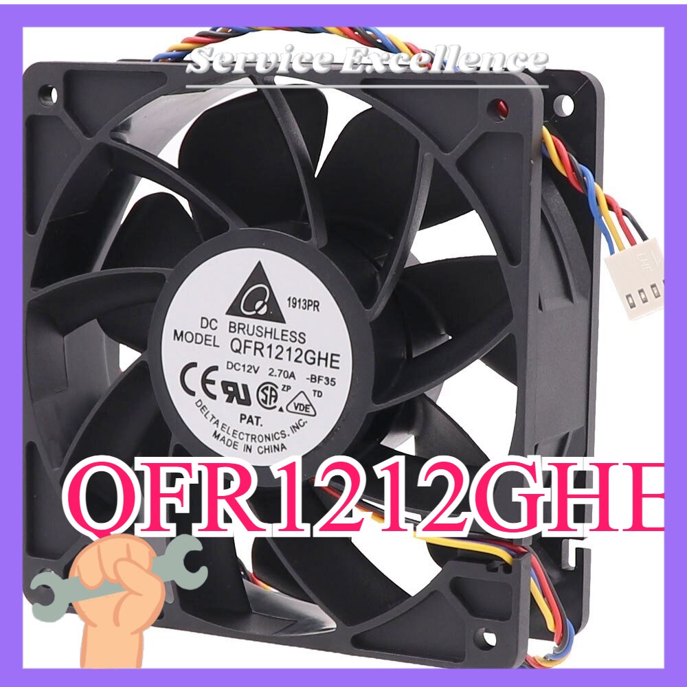 For Delta QFR1212GHE DC 12V 2.7A High Speed GPU Cooling Fan 120*120*38mm 4-Pin