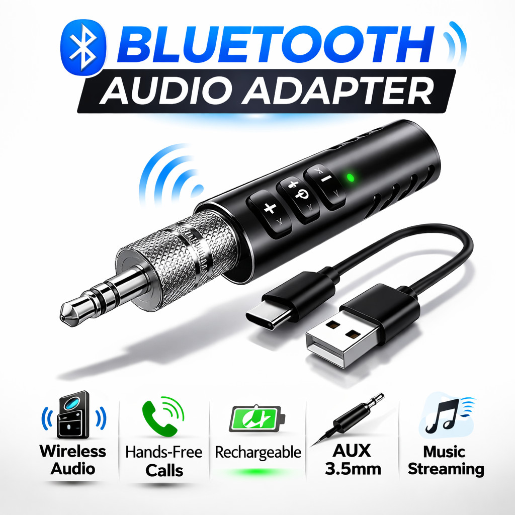 Transmisor Receptor USB Bluetooth 5.0 Auxiliar Inalámbrico Para Coche De 3.5mm