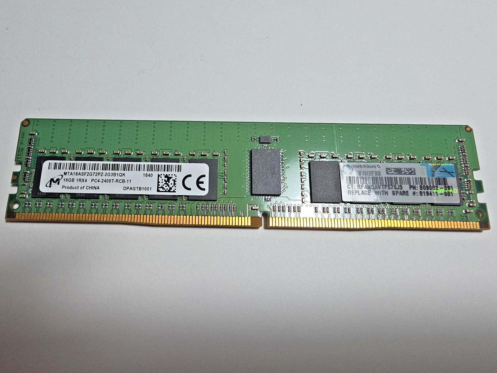 MICRON HP 16GB MTA18ASF2G72PZ-2G3B1QK 1RX4 PC4-2400T-RCB-11 809082-091 819411