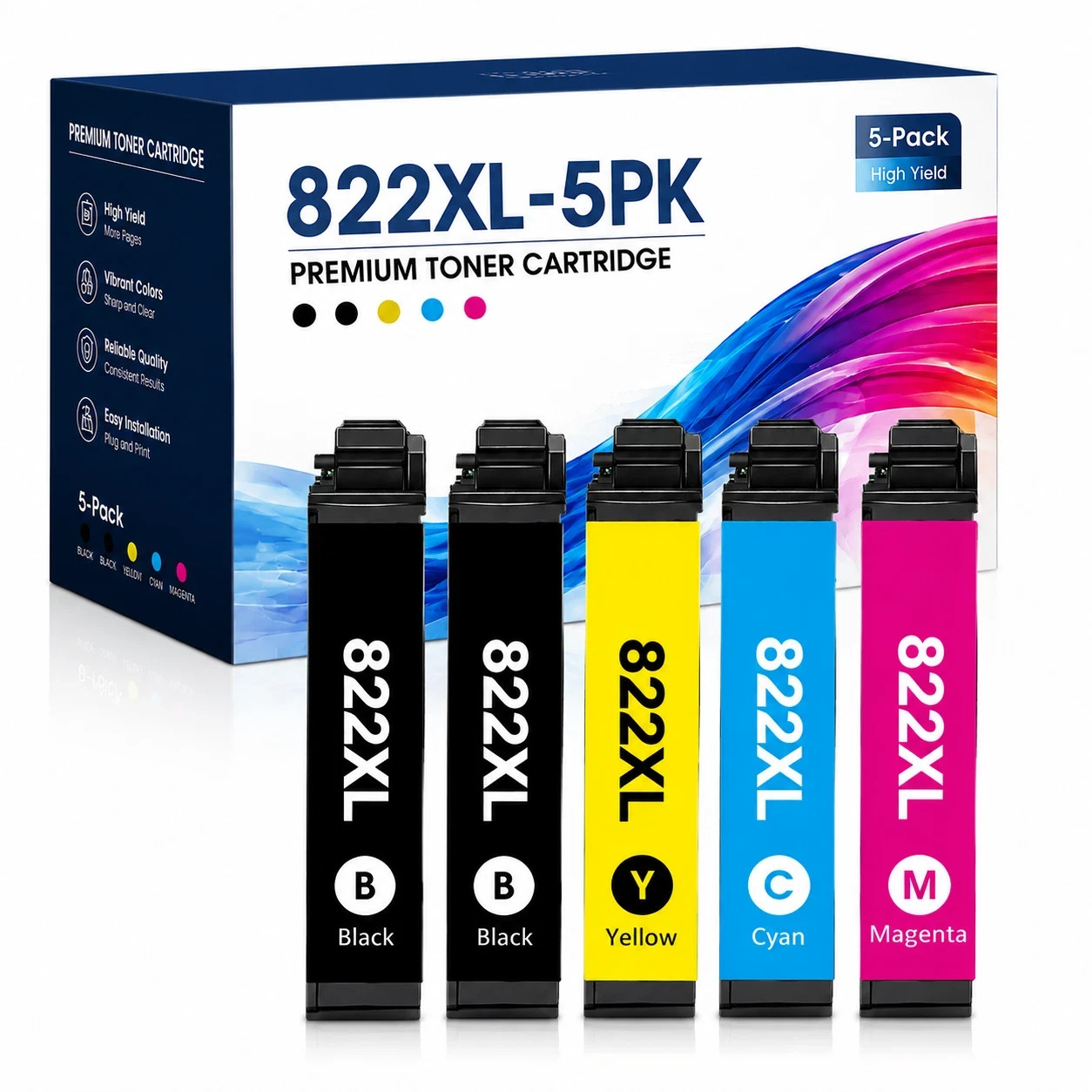 Replacement 822xl-5PK Workforce Pro WF-4720 WF-4730 WF-4740 EC-4020 EC-4