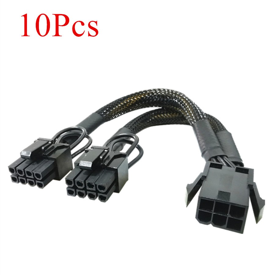 10x PCI Express 6-pin to Dual 8-pin (6+2 pin) GPU Video Card Power Adapter Cable