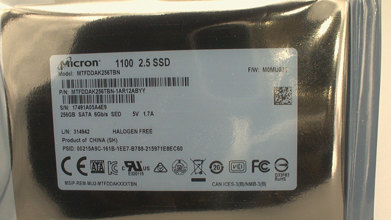 Micron 1100 256GB SATA 6Gb/s 2.5" SFF TLC SED SSD MTFDDAK256TBN-1AR12ABYY used