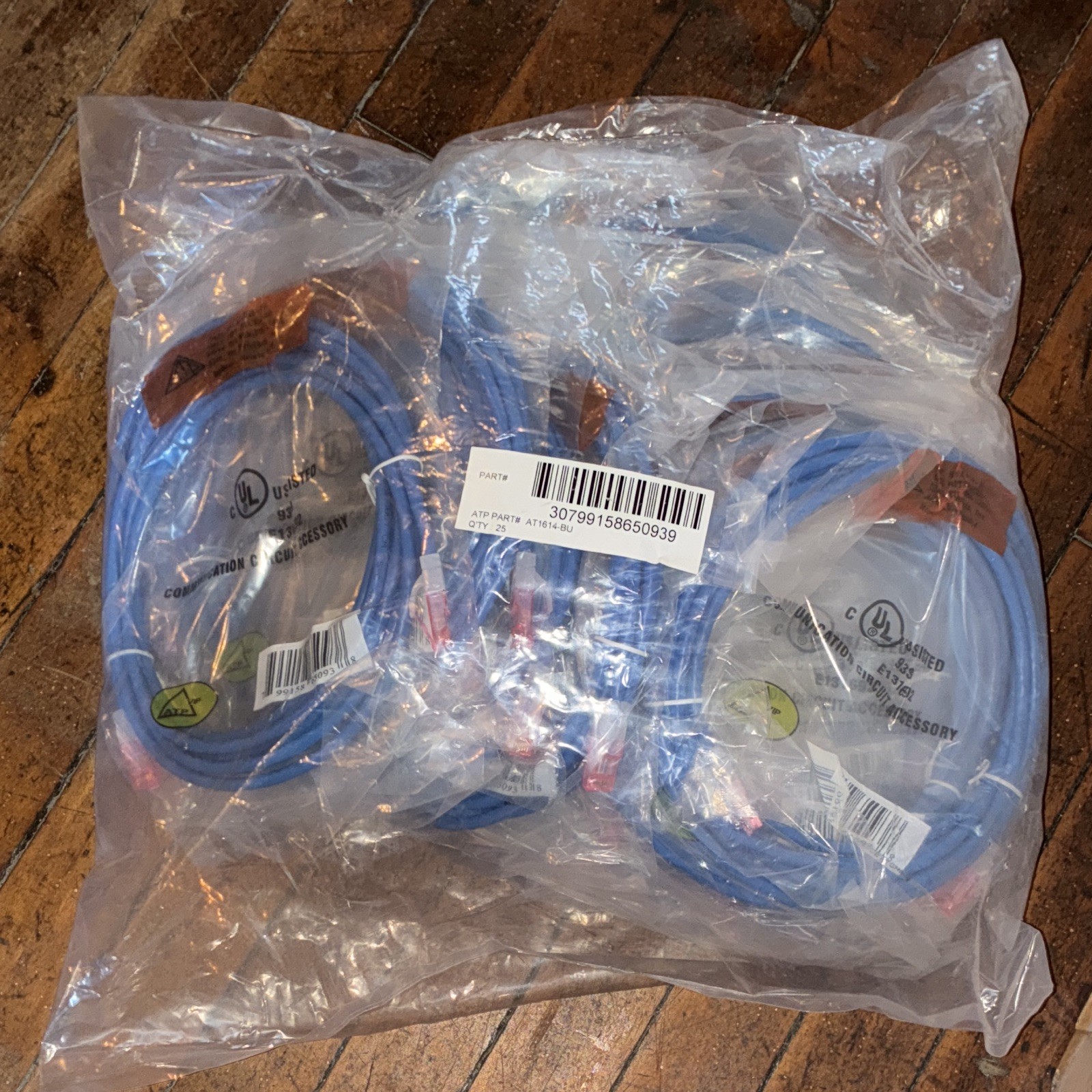Allen Tel, Cat 6 RJ-45 to RJ-45, Ethernet Patch Cable, Blue 14ft (x25)