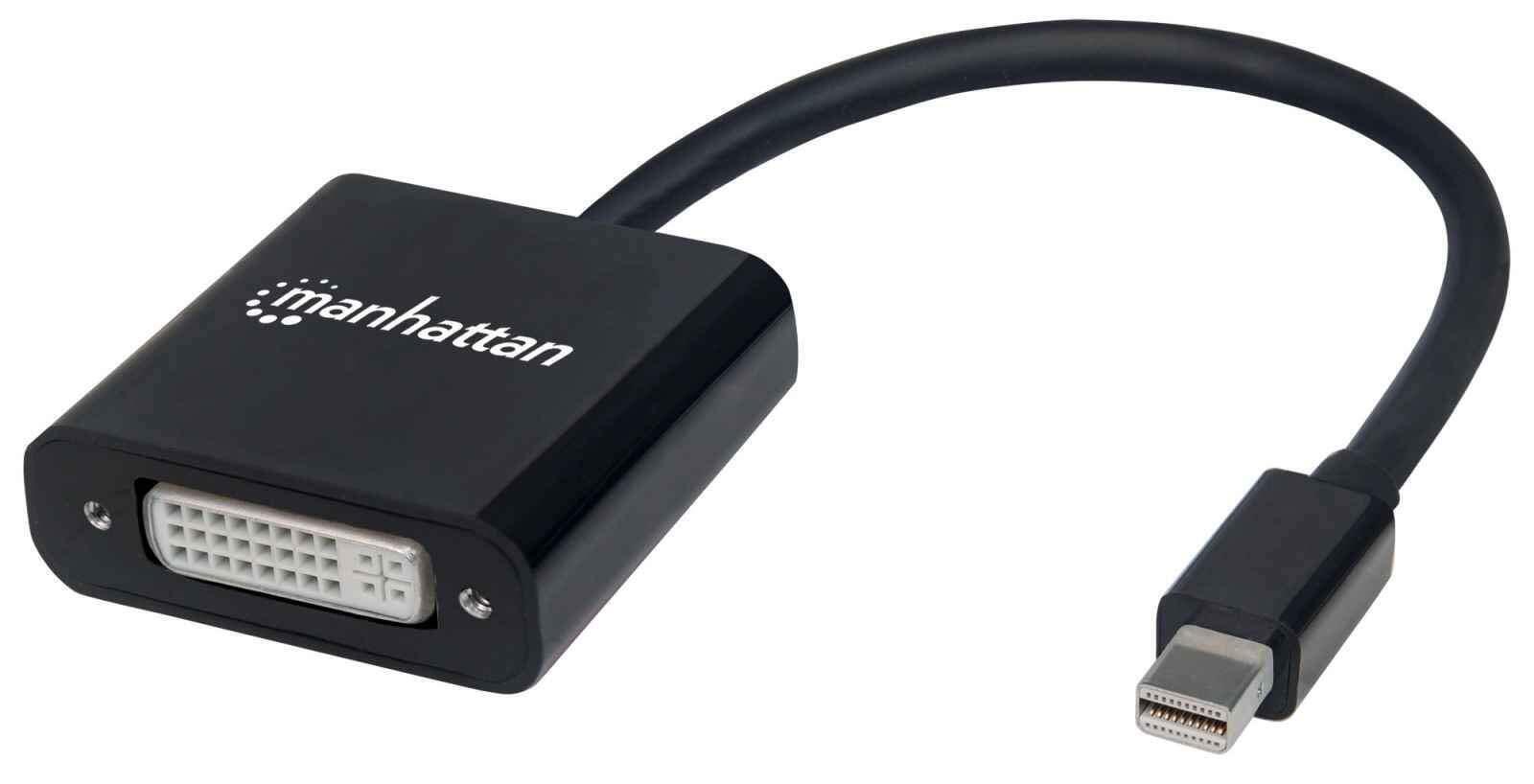 Manhattan Mini DisplayPort 1.2a to DVI-I Dual-Link Adapter Cable, 4K@30Hz, Activ