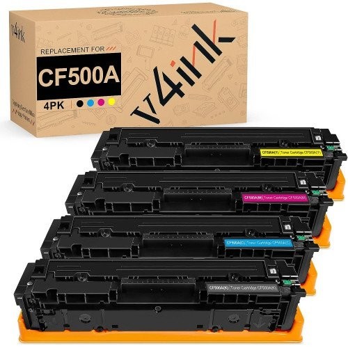v4ink HP 202A CF500A Toner Cartridges Black Cyan Magenta Yellow 4 Pack