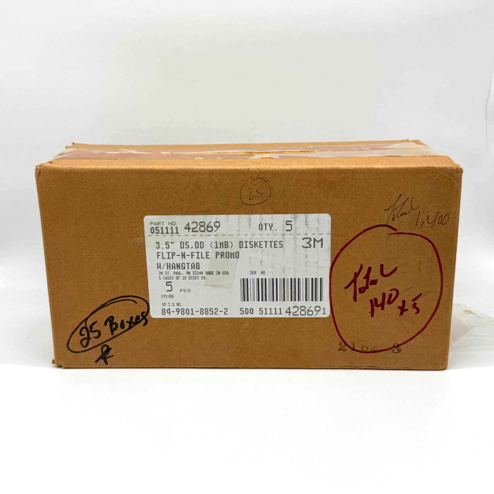 3M 3.5" 1 MB DS Diskettes Deadstock Case Sealed 5 Packs of 10 Rare Computer Disk
