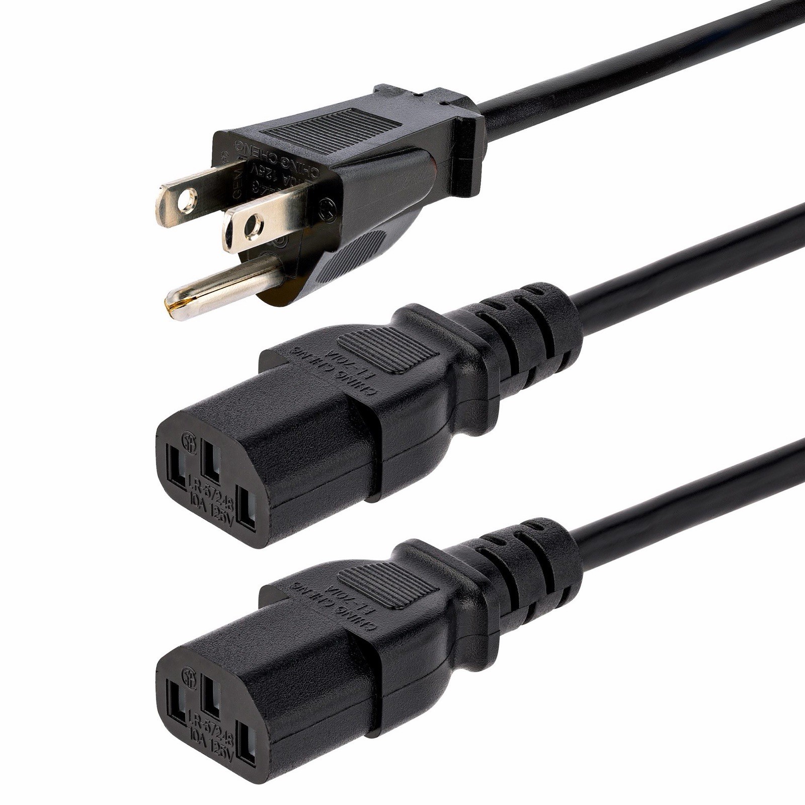 StarTech PXT101Y 6ft Y Splitter Power Cord NEMA 5-15P to 2x C13 NEW