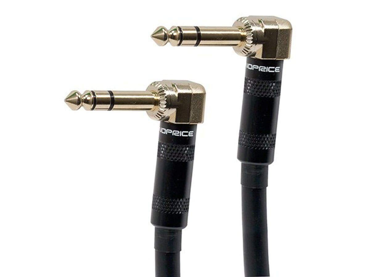 Monoprice 1/4 Inch TRS Male to Male Right Angle 16AWG Cable 1.5ft Black