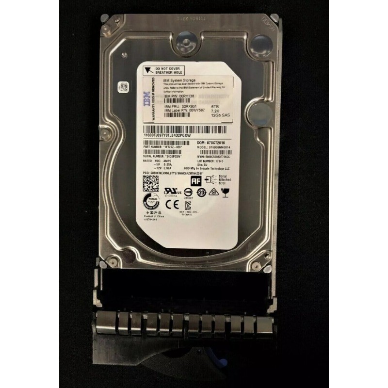 00RY138 00RX931 New IBM 6TB 7.2K SAS 3.5" HDD 00WY597 Hard Drive