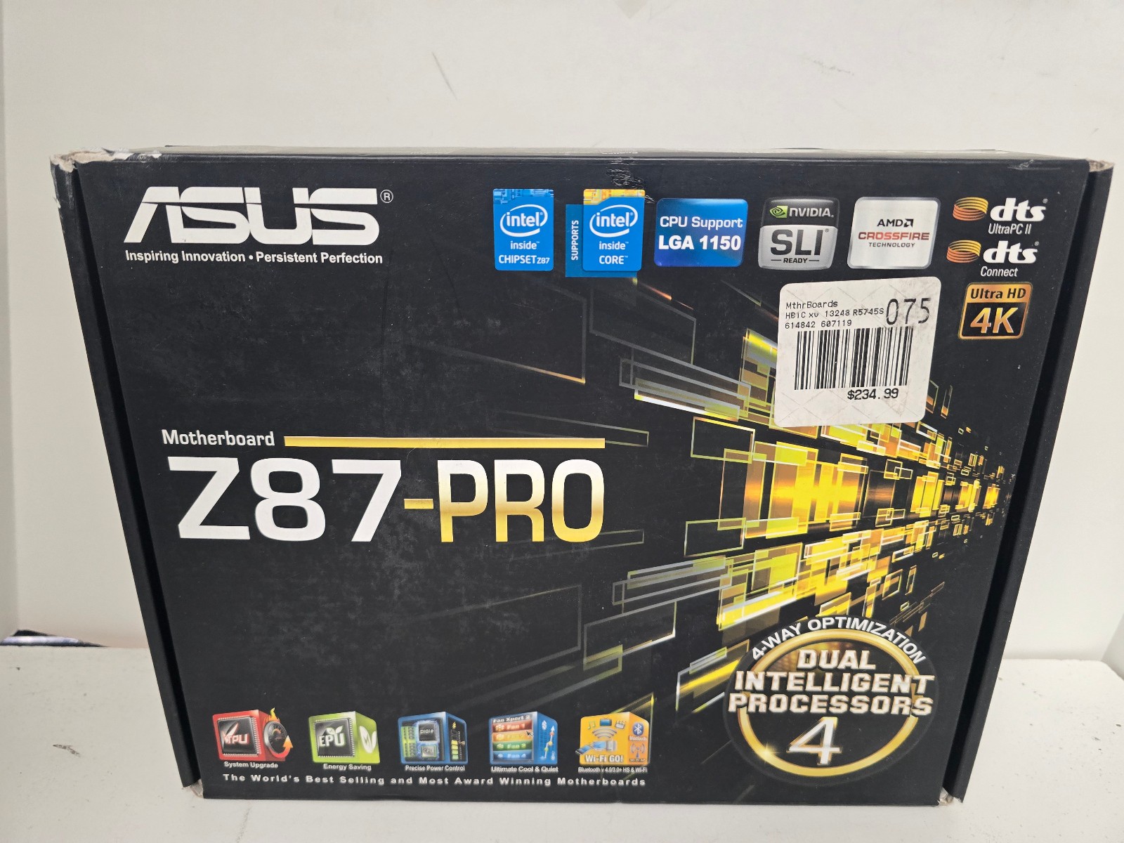ASUS Z87-Pro LGA1150 DDR3 ATX Desktop Motherboard with Intel I7-4770K CPU