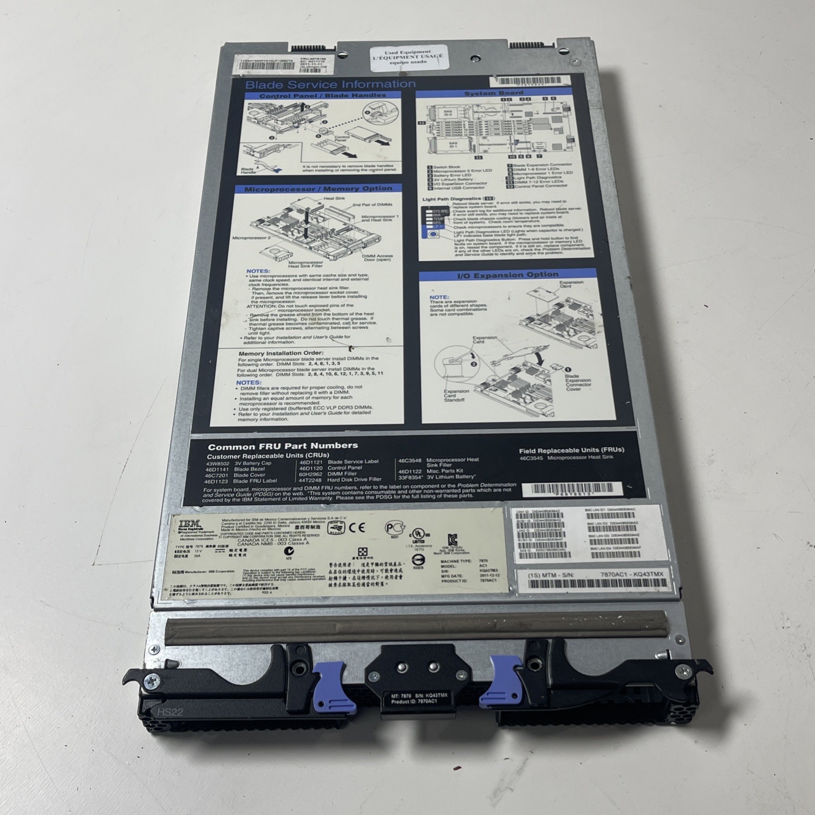 IBM HS22 7870-AC1  2x INTEL XEON 5670 12x8 Gb (96) RAM