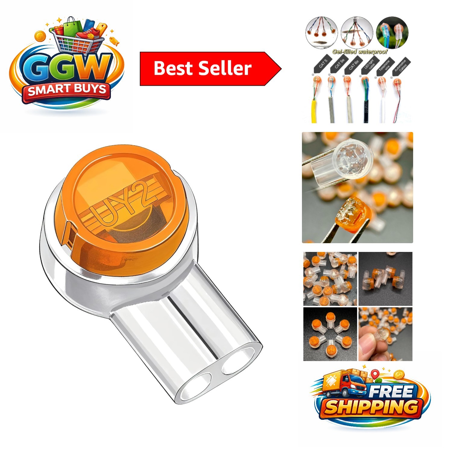 50PCS Double-Blade Gel Connectors - Easy Use for 26-29 AWG Wire Connections