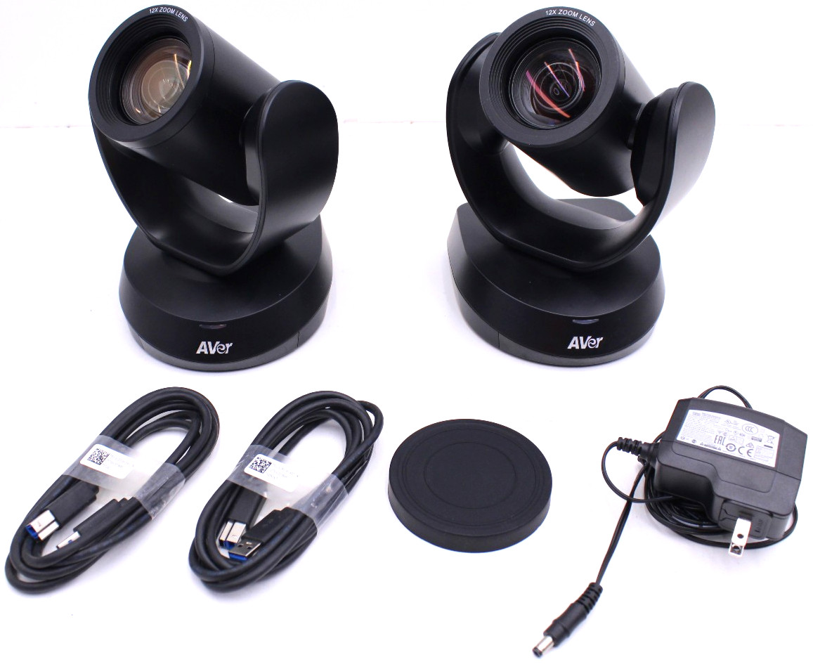 Lot of 2 Aver CAM520 Pro HD 1080p Conference PTZ Moving Zoom Camera - Tested