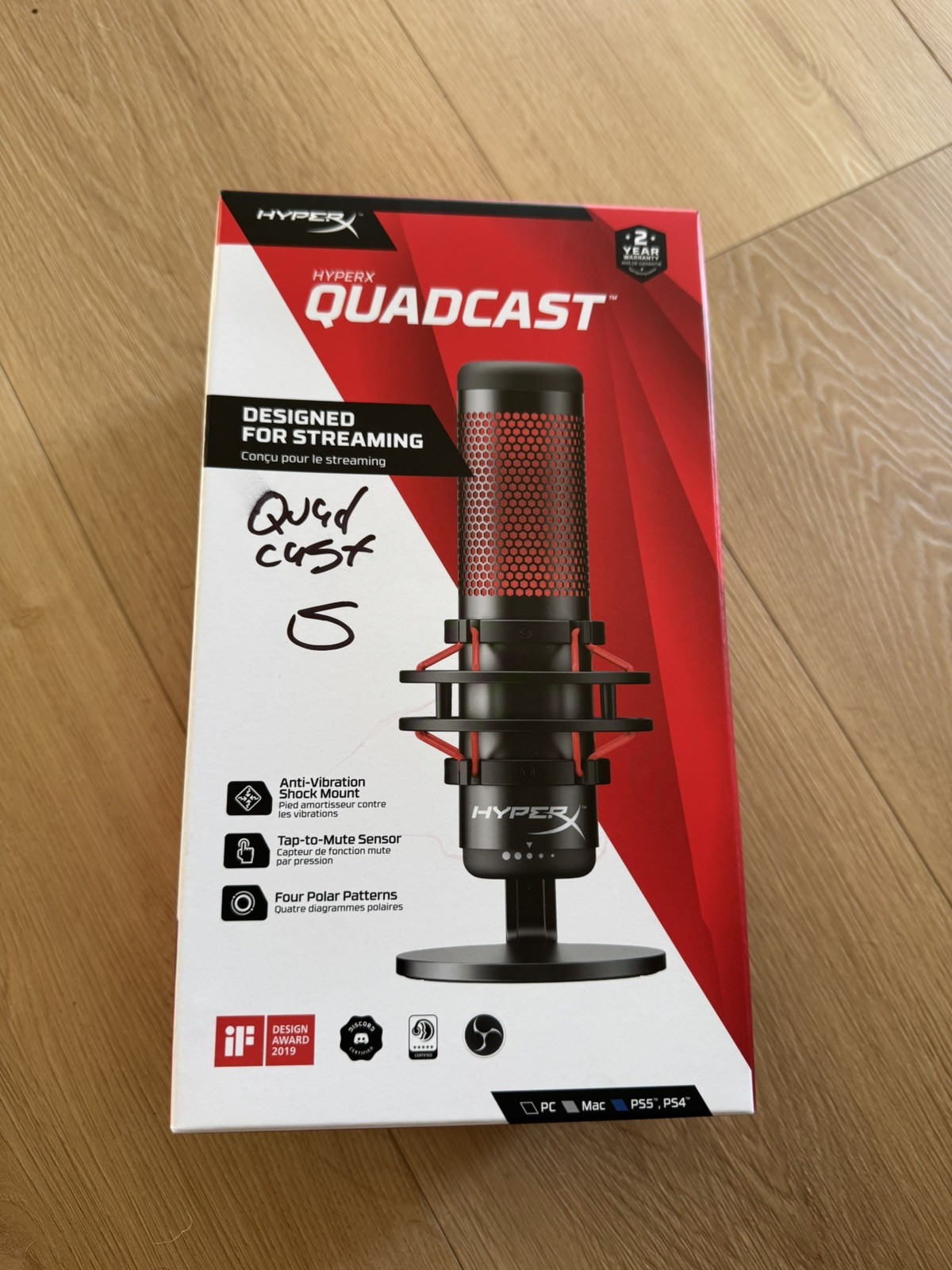 New HyperX Quadcast 20Hz - 20kHz USB Microphone HX-MICQC-BK