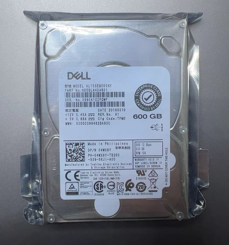 for Dell 600GB SAS 2.5 10K 12G 04WX8Y AL15SEB060NY SAS 1000rpm Hard Drive