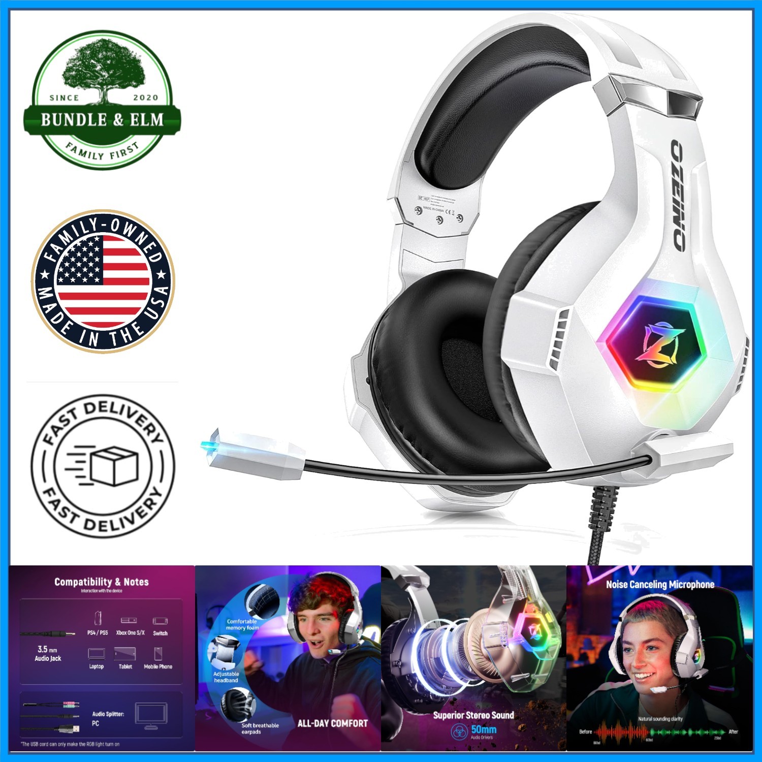 Versatile Gaming Headset Compatible with Consoles, Laptops, and Mobile Devices