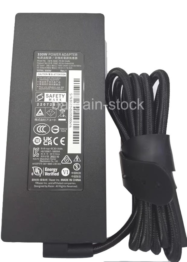 19.5V 16.92A 330W Gan AC Power Adapter For Razer Blade 16 18 RZ09-0483 RZ09-0484