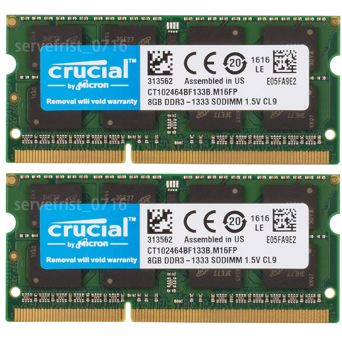 16GB (2x8GB) DDR3 1333MHz 2RX8 PC3-10600S SO-DIMM Laptop Memory Crucial For HP
