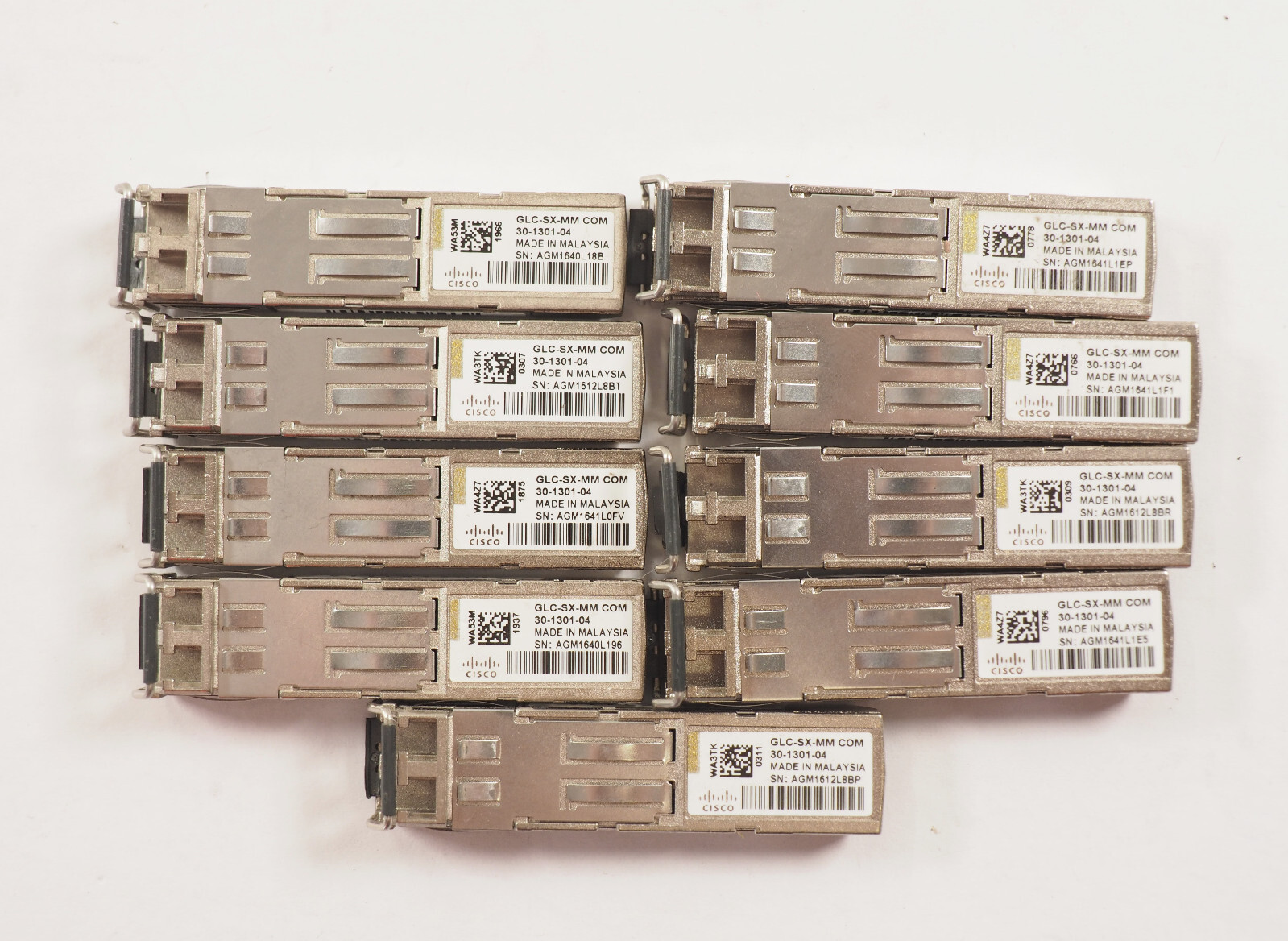 LOT of 9 CISCO GLC-SX-MM COM 30-1301-04 CNUIAFJAAC Transceiver Modules