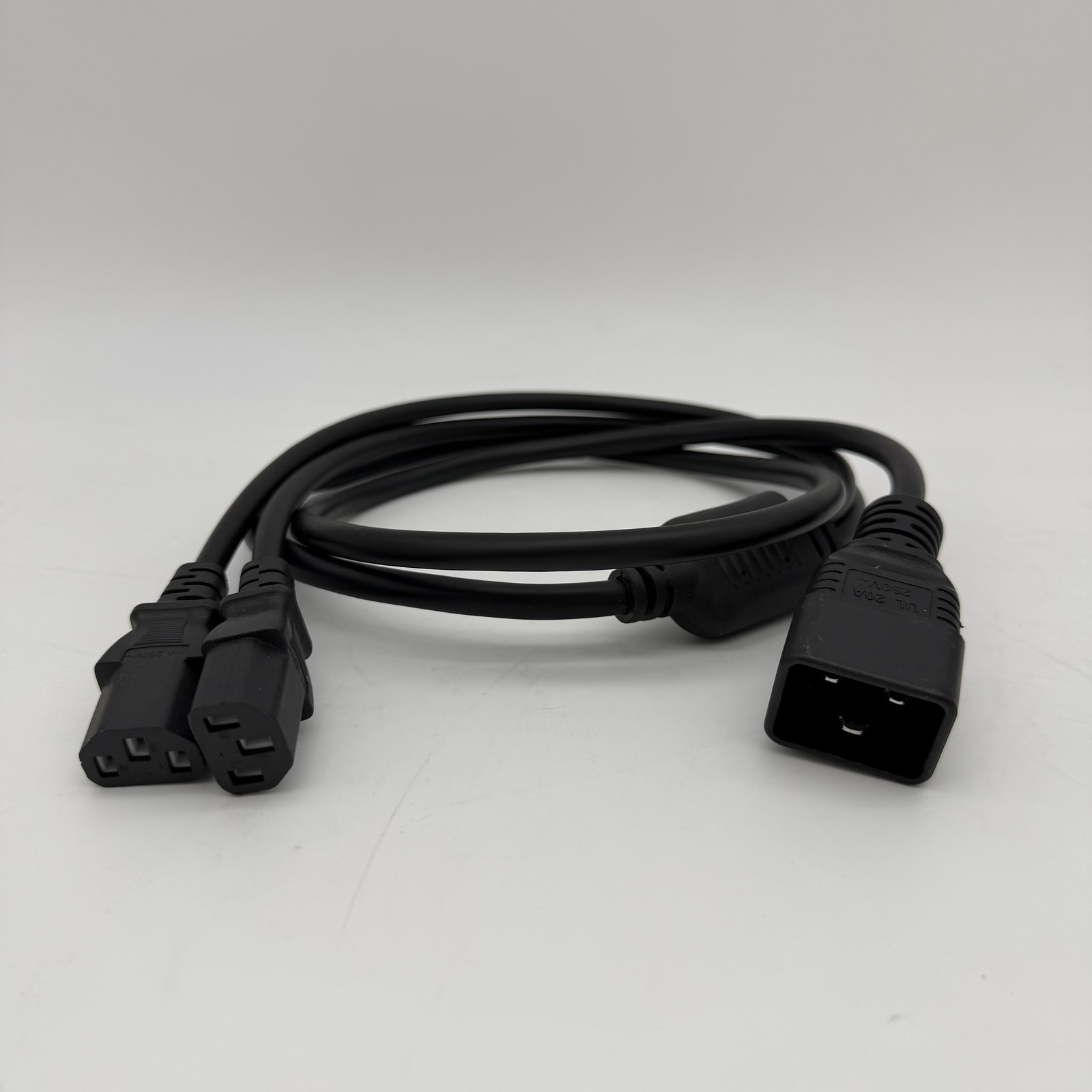 C20 Male to DUAL C13 Female Y Splitter Power Cable 5 FT 14AWG for ASIC Mining