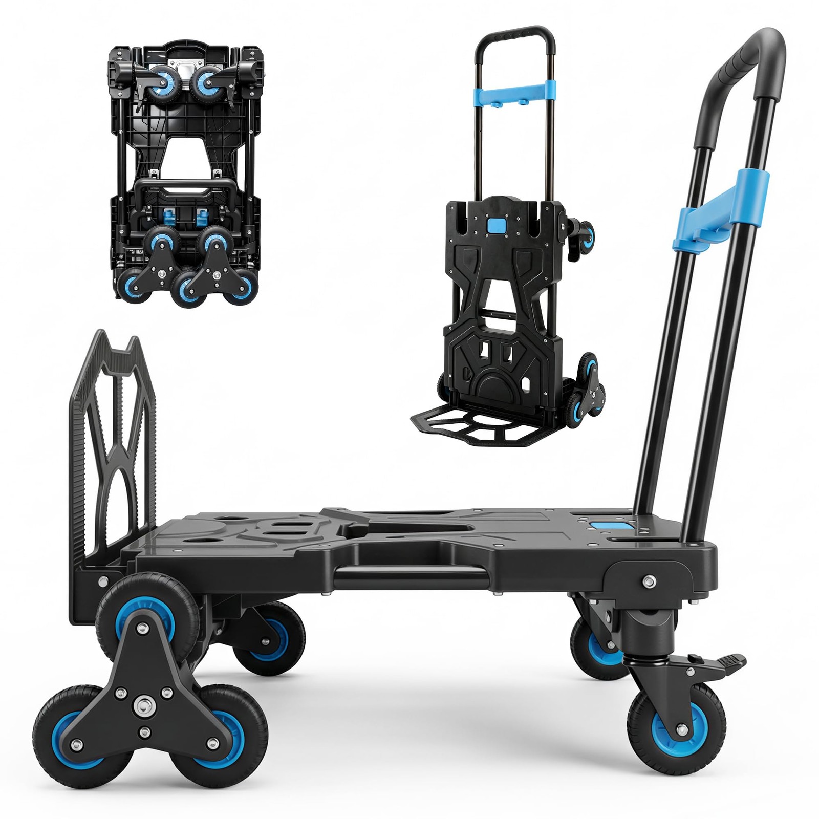 Stair Climbing Folding Hand Truck, 3-in-1 Dolly Cart, 330 lb