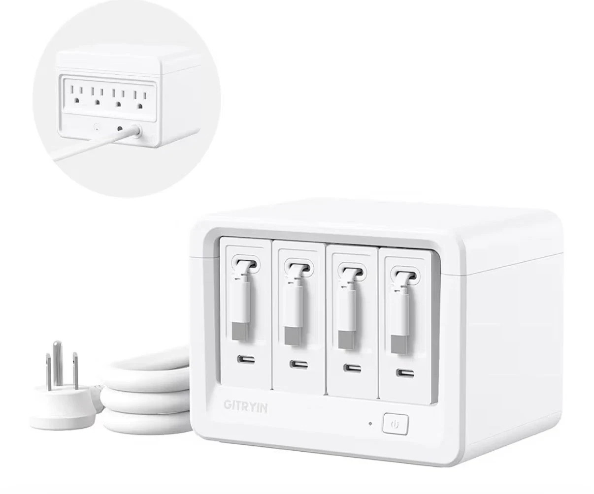 Gitryin 12-in-1 Charging Station + 4 Retractable 40W USB-C GaN Chargers & AC