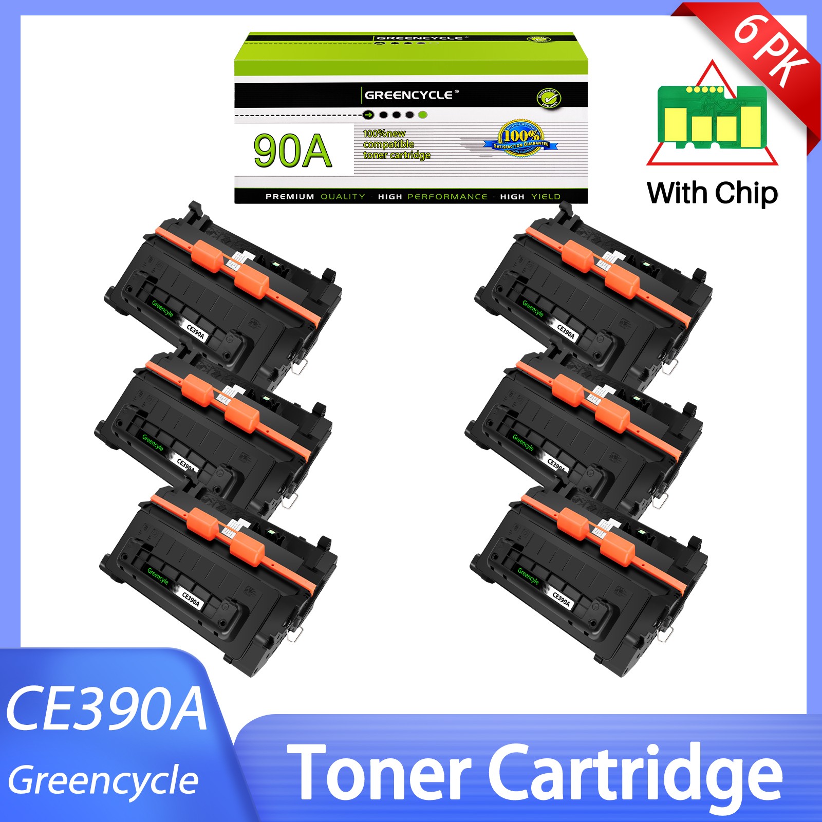 6Pack CE390A Toner Cartridge For HP LaserJet Enterprise 600M 601dn M601n M602dn