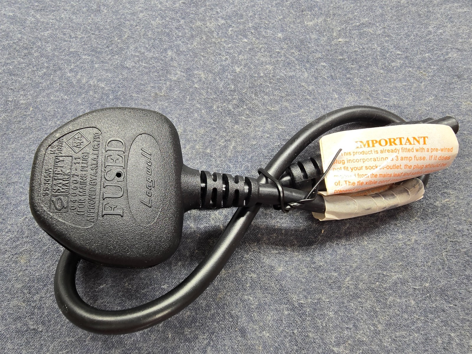 Longwell BS-1363A LP-61L UK Plug Fused Power Cord, 18"