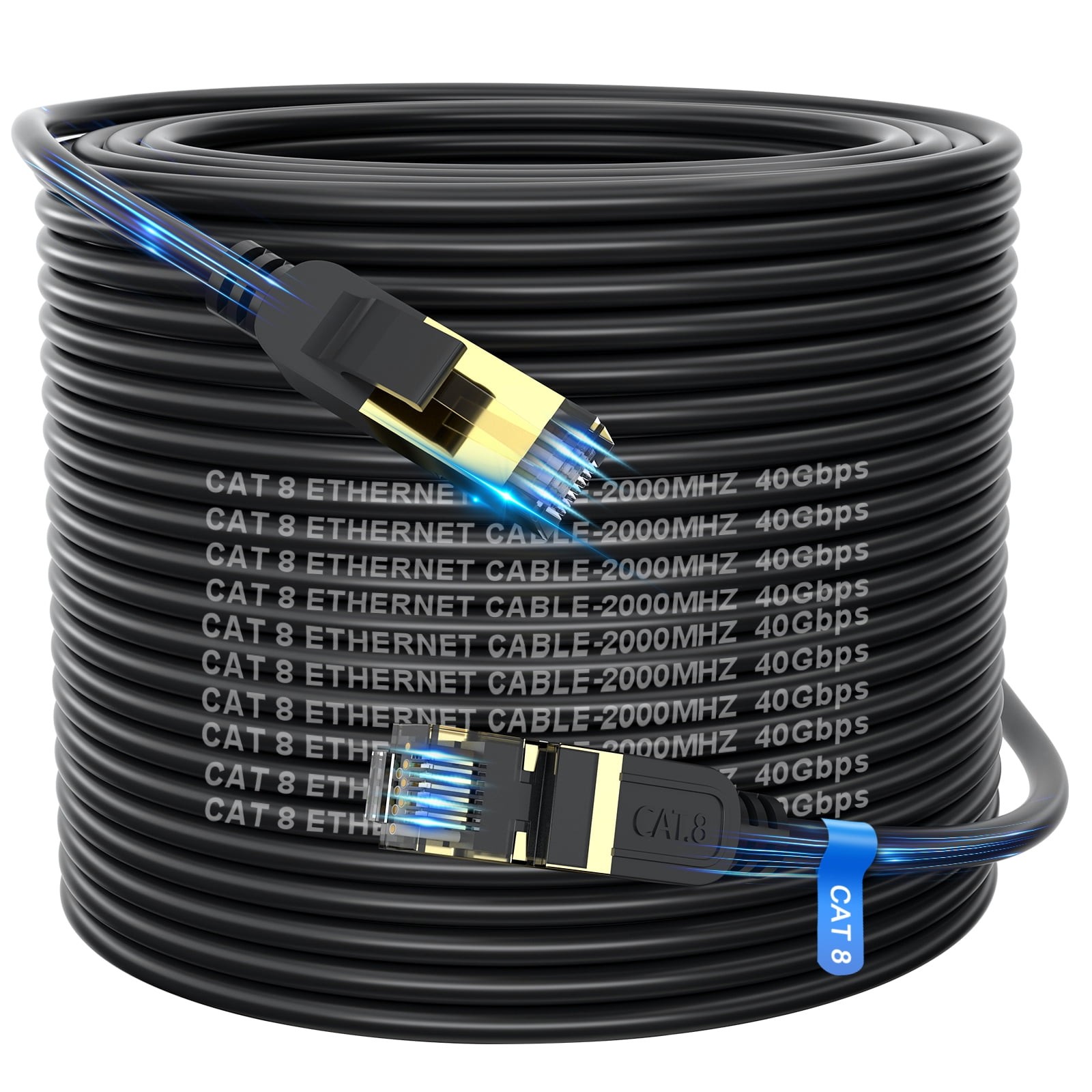 Cat 8 Ethernet Cable 200FT Heavy Duty High Speed 26AWG, 2000Mhz with Gold Plated