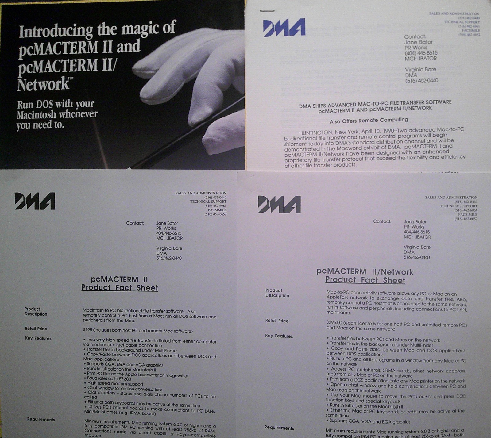 pcMacterm II - press kit, 1990 - Run DOS on Macintosh - Mac-to-PC File Transfer