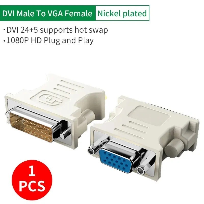 DVI-I 24+5 Pin Male to VGA Female Adapter 1080P Video Converter PC HDTV