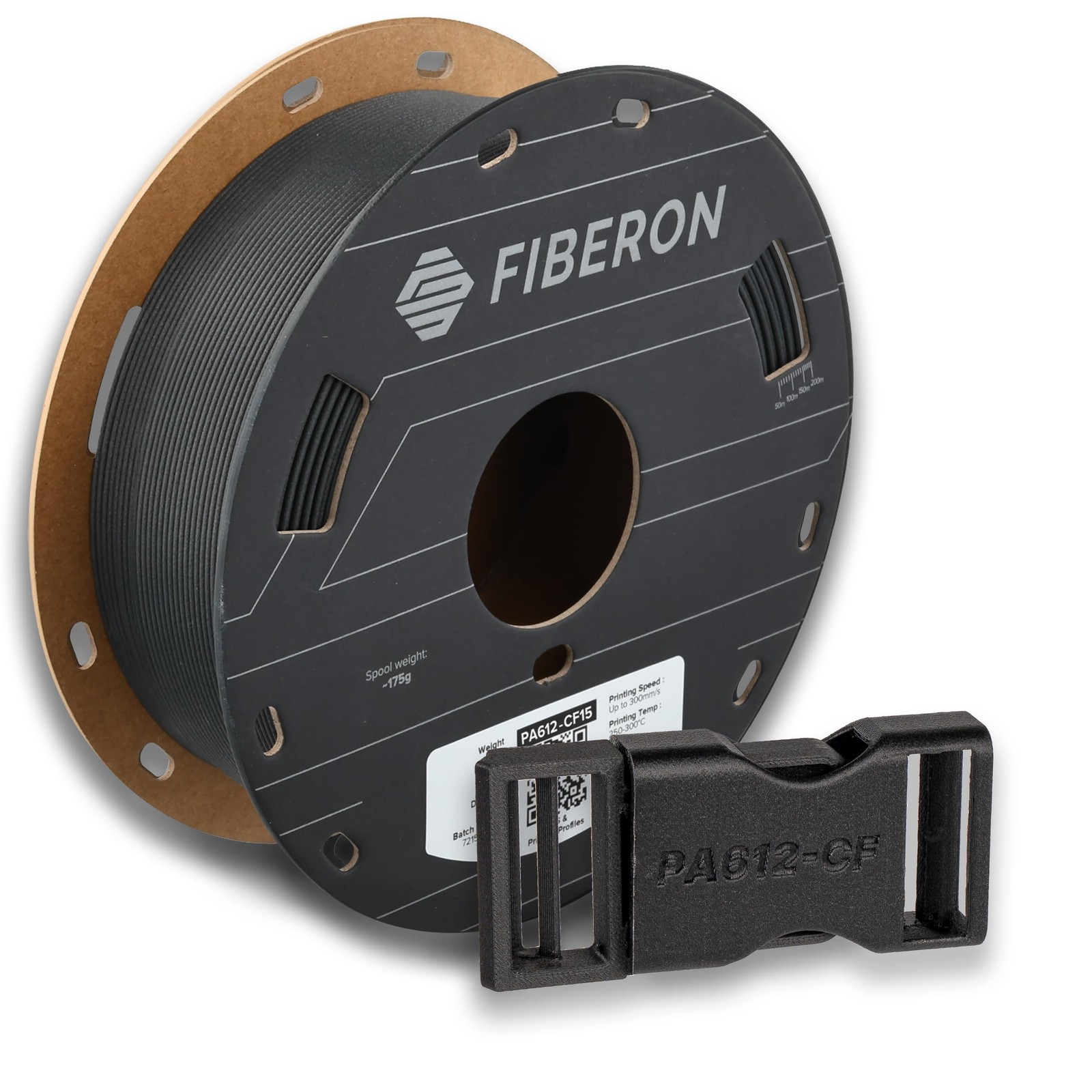 Polymaker Fiberon PA612-CF15 Carbon Fiber Nylon Filament 1.75mm, Black, 0.5kg