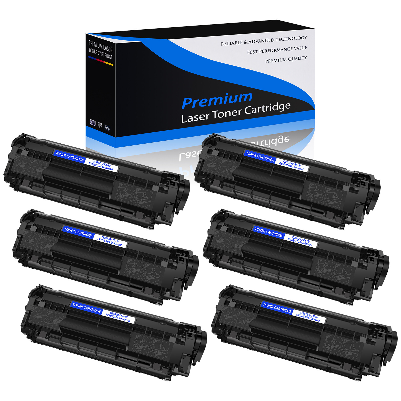 6PK Q2612A 12A High Yield Toner Compatible For HP Laserjet M1319 M1319f 1022nw
