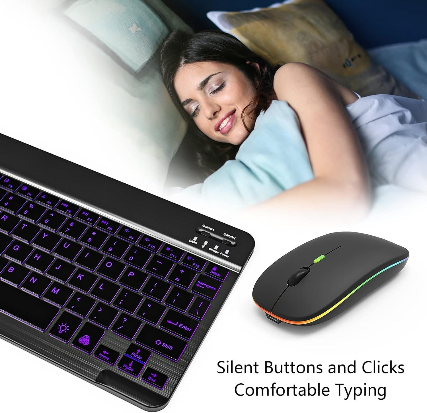 7 Color Backlit Bluetooth Keyboard and Mouse Combo for Ipad A16 11Th 10Th Gen Ip