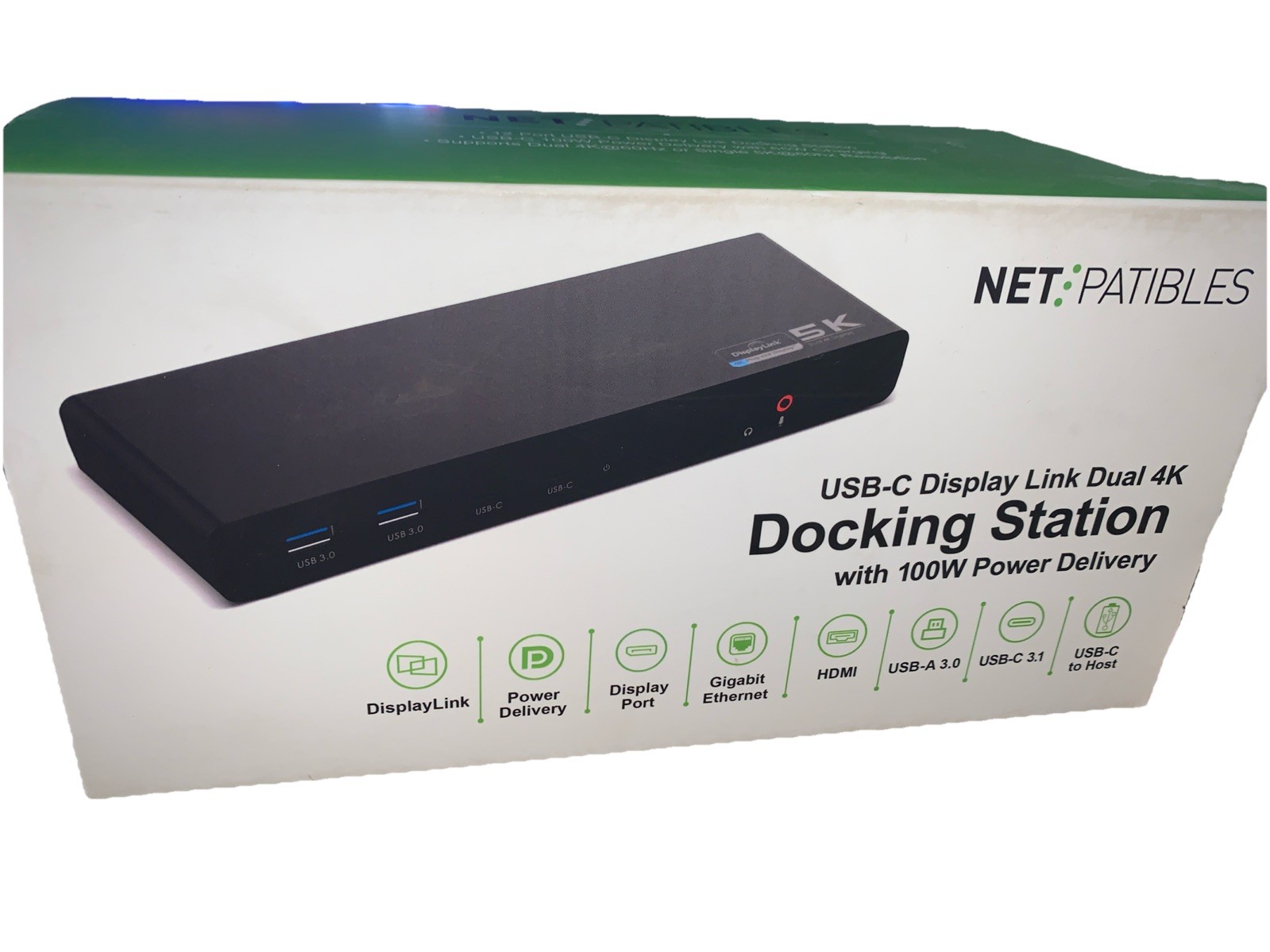 Net- Patibes  USB-C Triple 4K HDMI and DisplayPort Docking Station 100 W