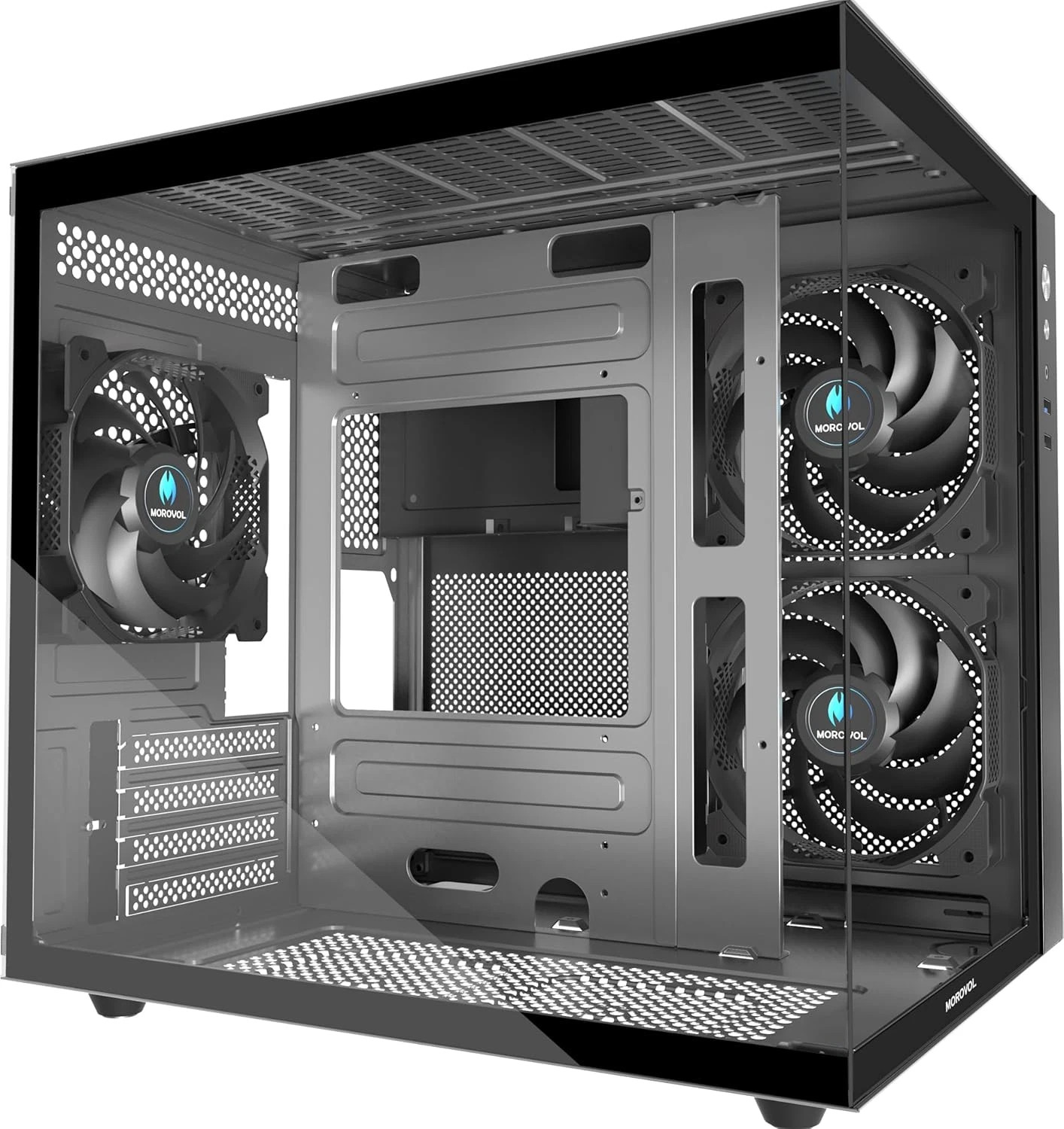 Stylish MATX Gaming PC Case with 270° Glass Panel & 3 Pre-Installed Fans
