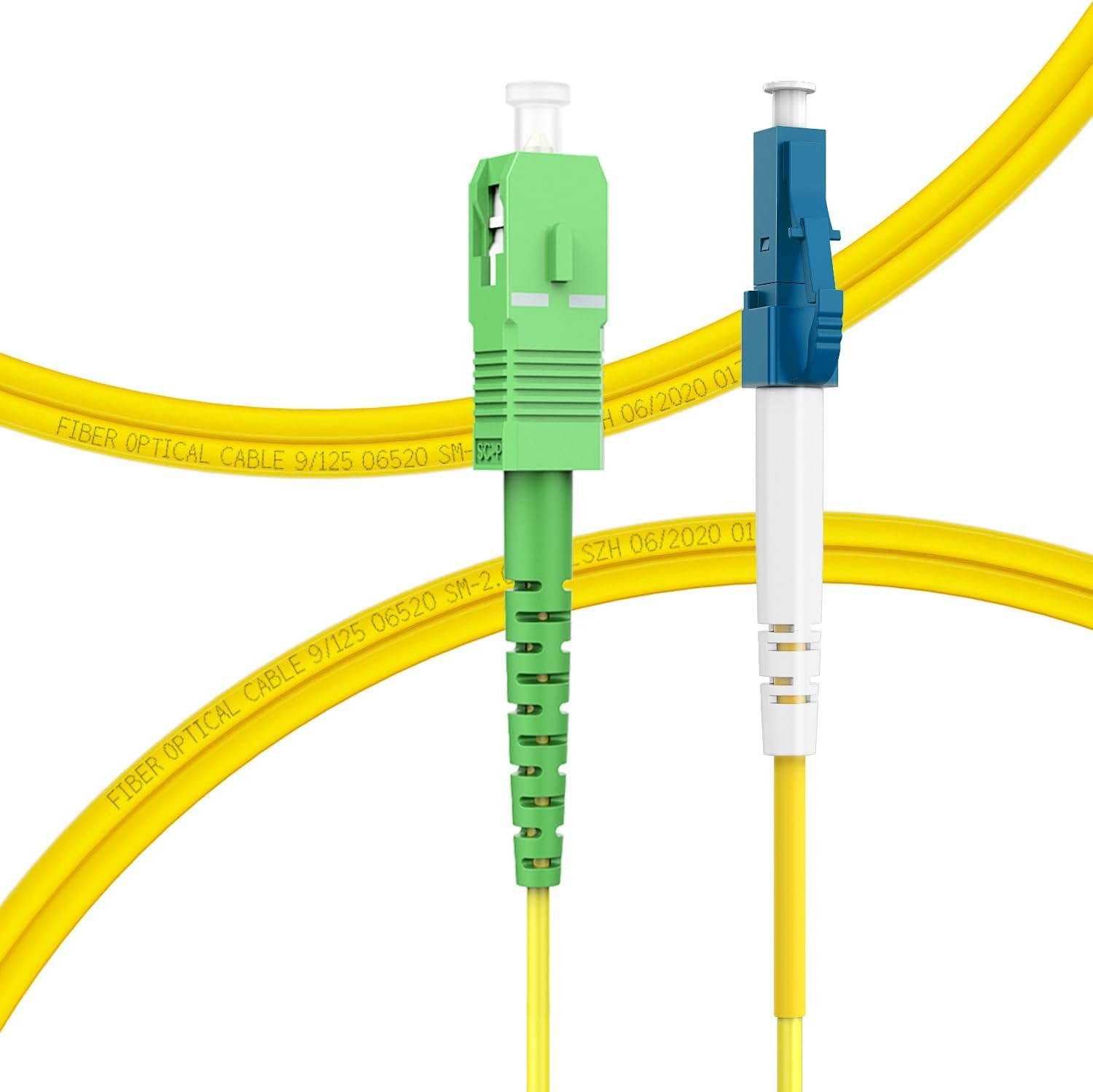 OS2 LC to SC APC Fiber Optic Internet Cable, 2M/7Ft LC/UPC to SC/APC Single 