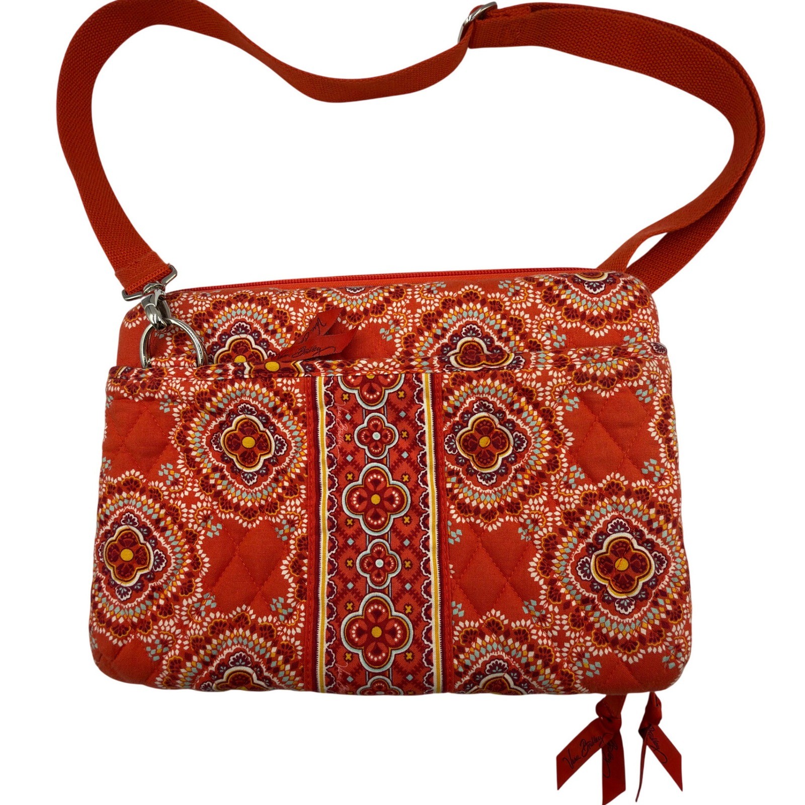 Vera Bradley Marrakesh Quilted Tech Case Crossbody Bag Orange Red Medallion